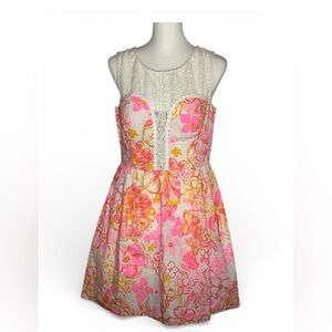 NWT Lilly Pulitzer Reagan Resort Happiness Is floral Dress pink white size 10